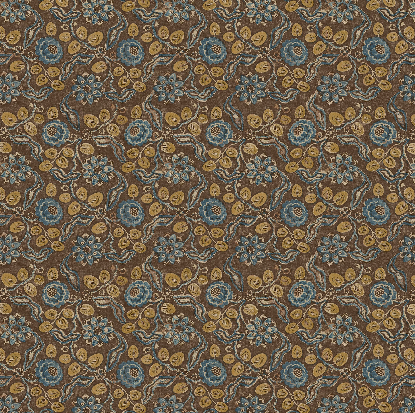 Evora Antique Chocolate/Blue Wide-Width Wallpaper