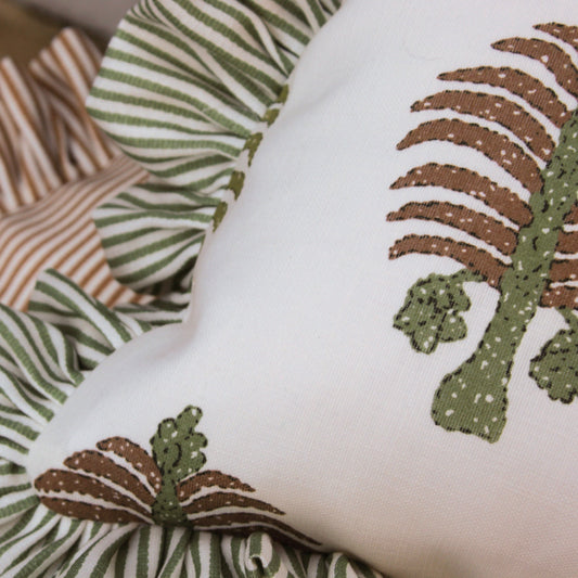 Gobi and Petra Stripe Garden Green Frill Performance/Outdoor Cushion