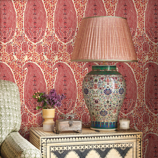 Jamawar Red/Spice Grasscloth Roll