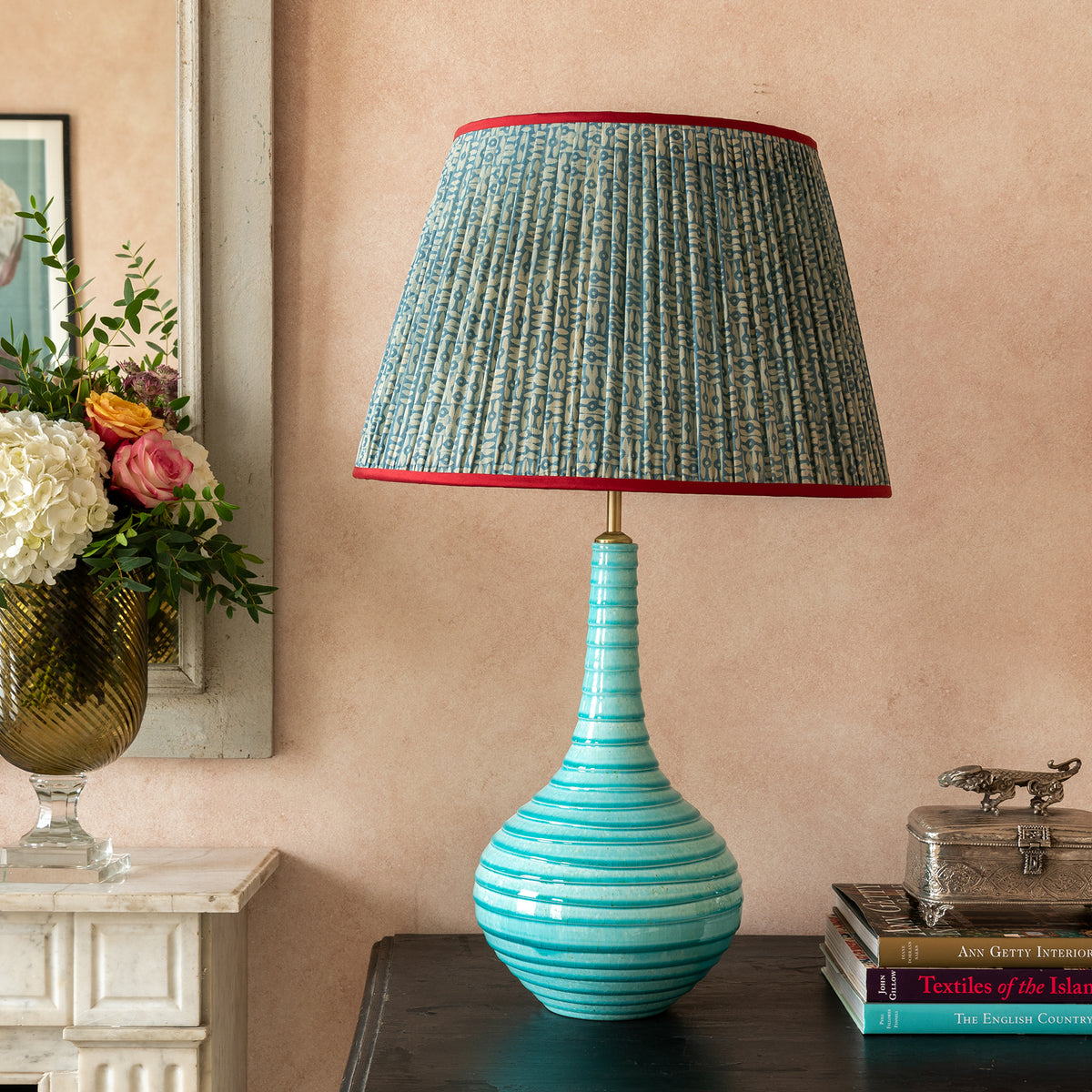 Turquoise Spiral Teardrop Ceramic Lamp Base