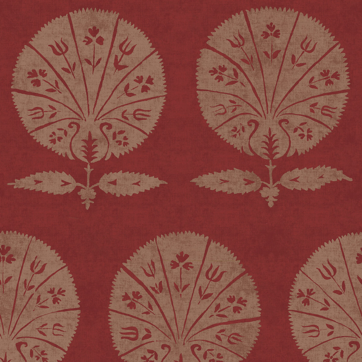 Persian Poppy Antique Red Wallpaper Sample