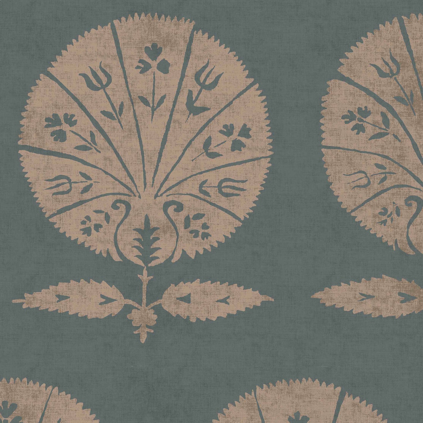 Persian Poppy Teal Wallpaper Roll