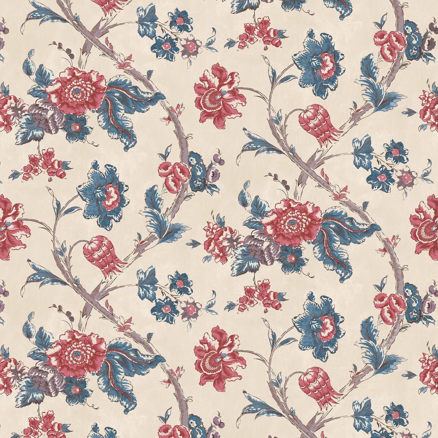 Rosa Antique Red/Blue Wide-Width Wallpaper
