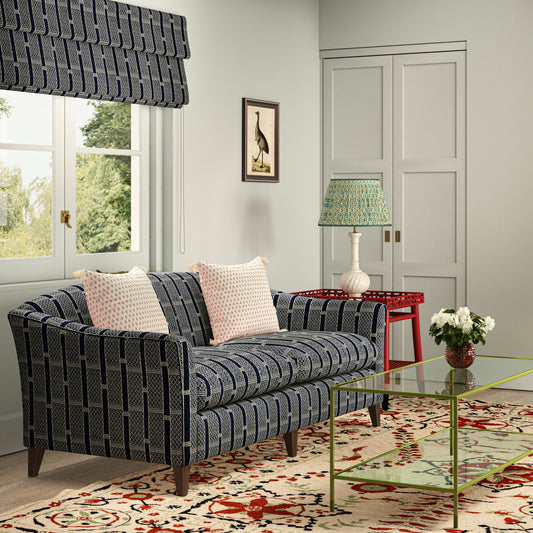 Stripe & Diamonds Indigo Fabric