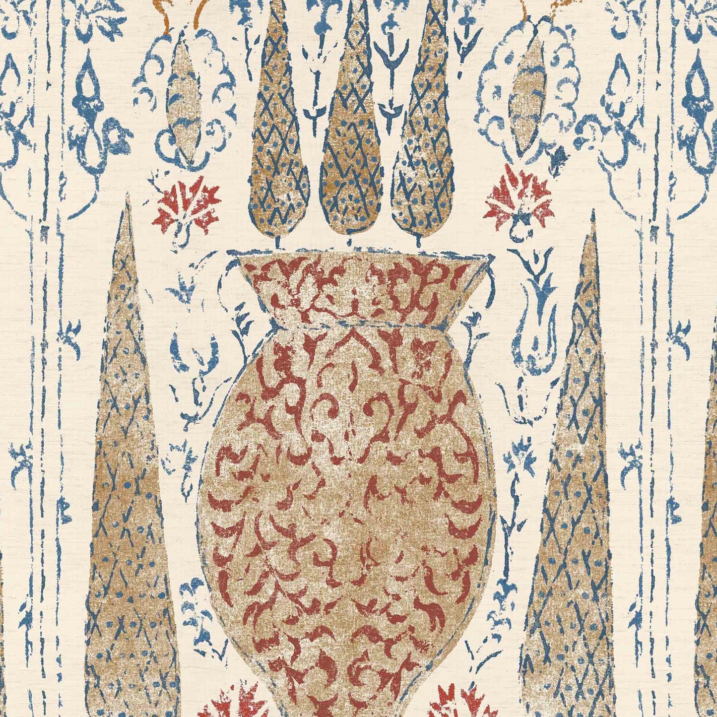 Vasari Venetian Red/Blue Grasscloth Roll