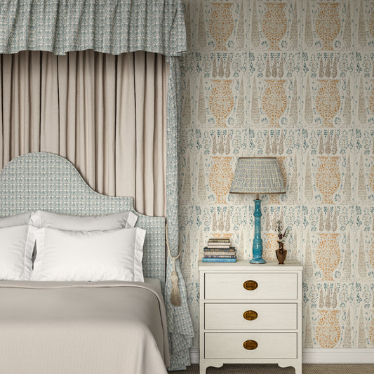 Vasari Blue/Orange Wide-Width Wallpaper