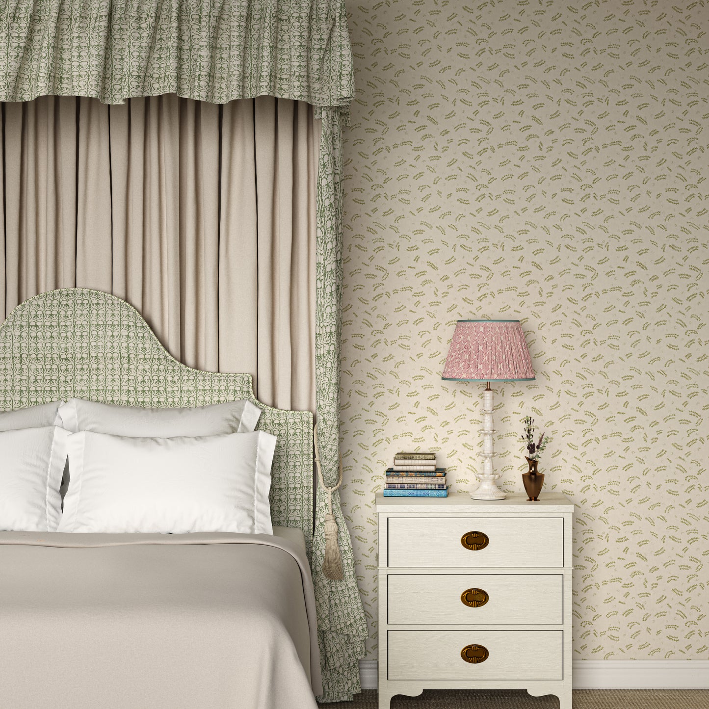 Pasha Sprig Soft Green Wallpaper Roll