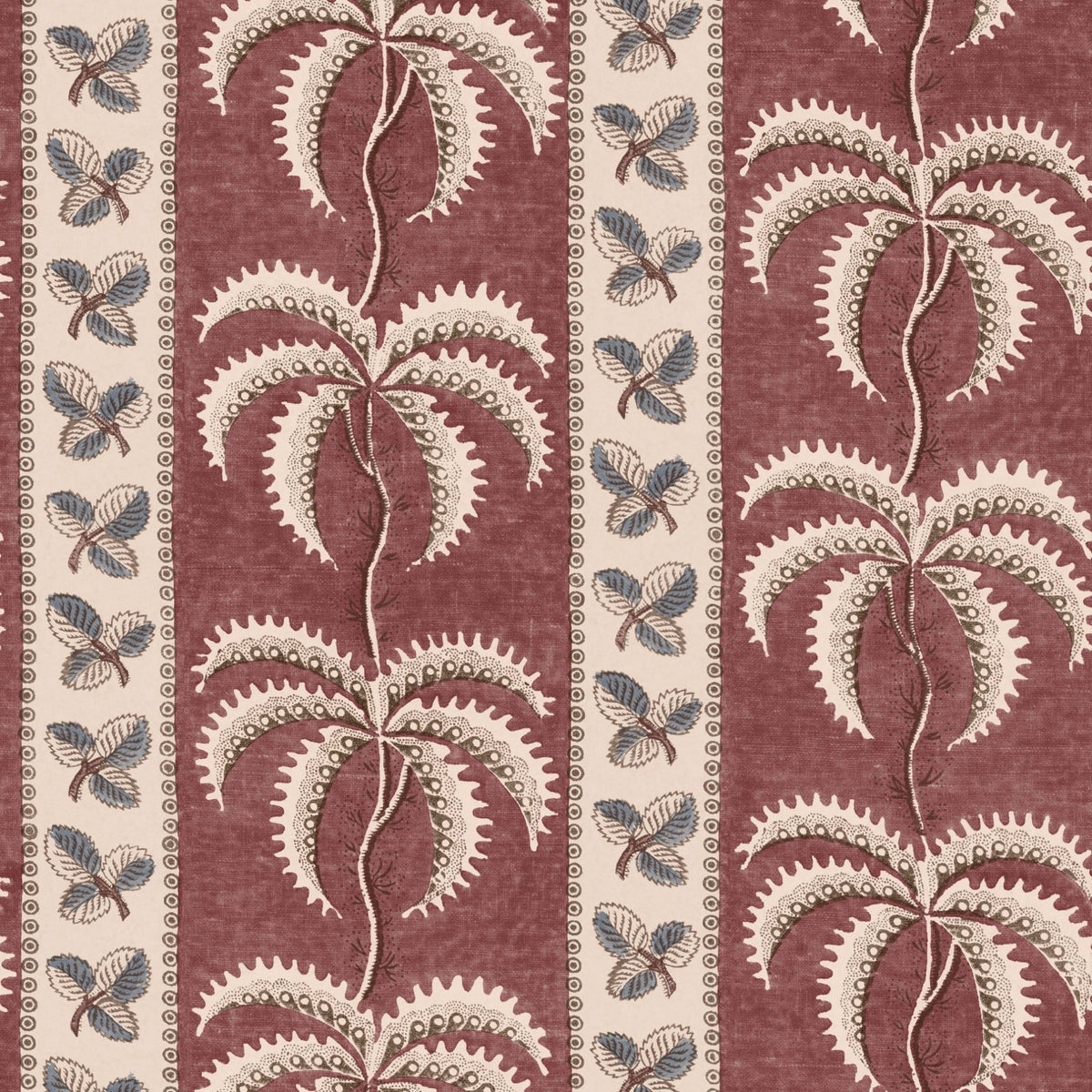 Grand Palm Stripe Oxblood Wallpaper Roll Sample – full width pattern
