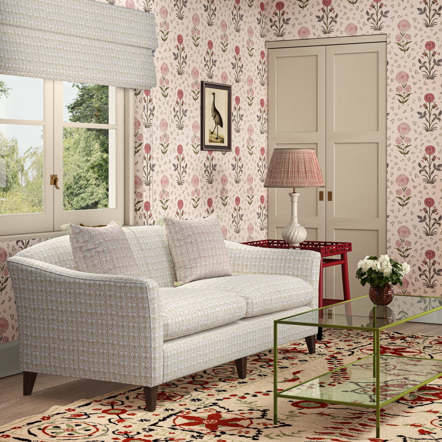 Magda Pink/Green Wide-Width Wallpaper