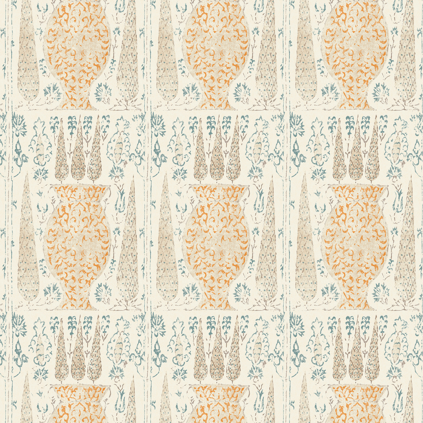 Vasari Blue/Orange Wide-Width Wallpaper Sample