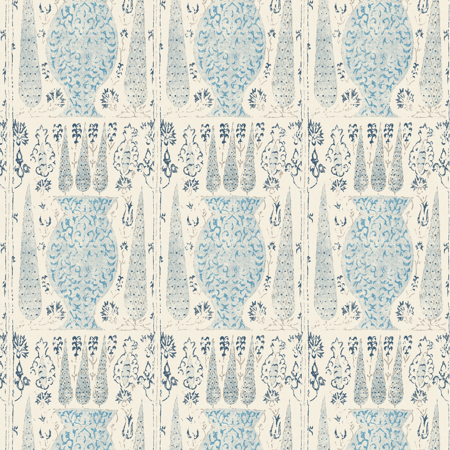 Vasari China Blue Wide-Width Wallpaper Sample