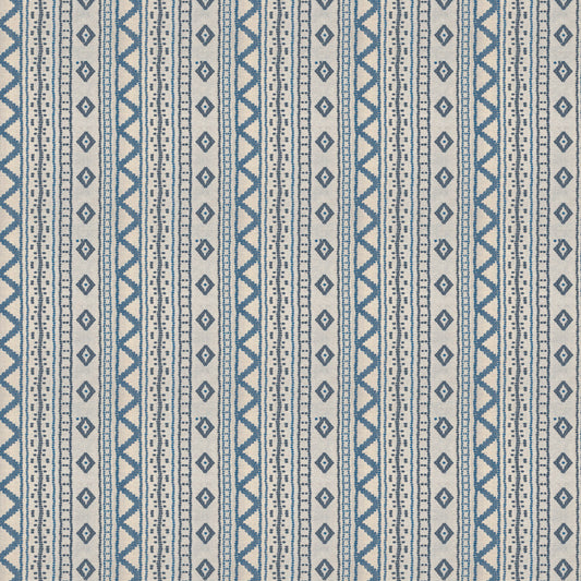 Andean Vertical Stripe Blue Fabric