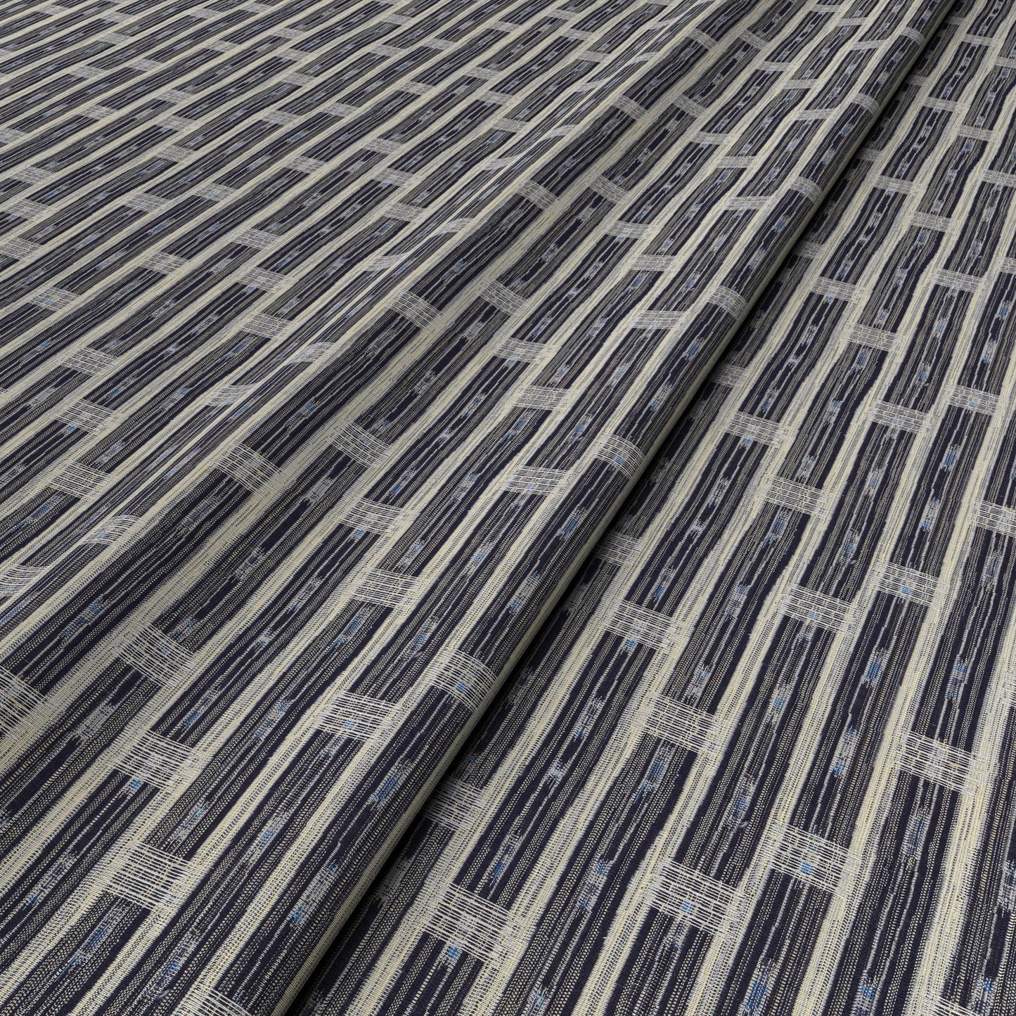 Inca Vertical Stripe Indigo Fabric