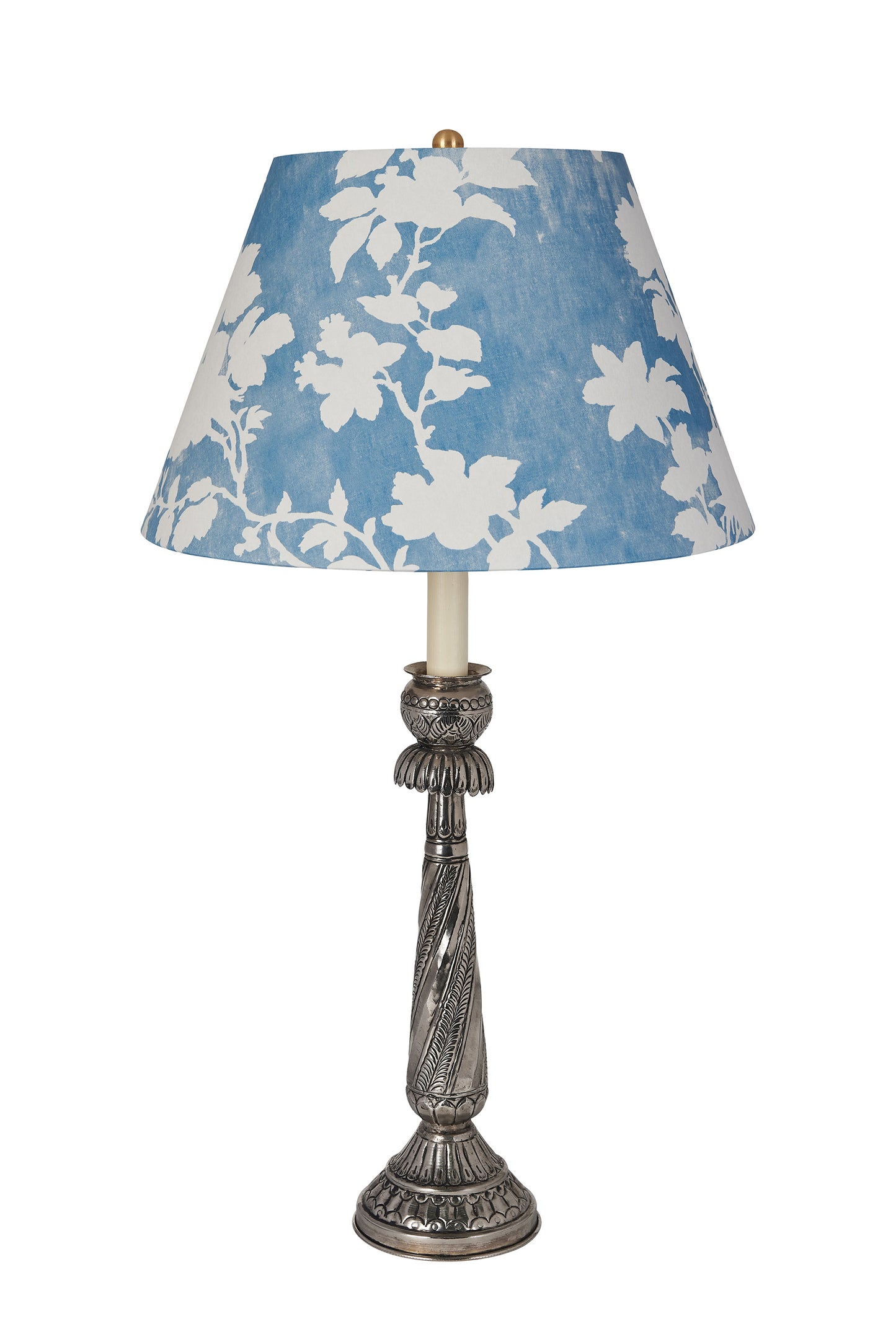 Flowerberry Blue Laminated Pembroke Lampshade