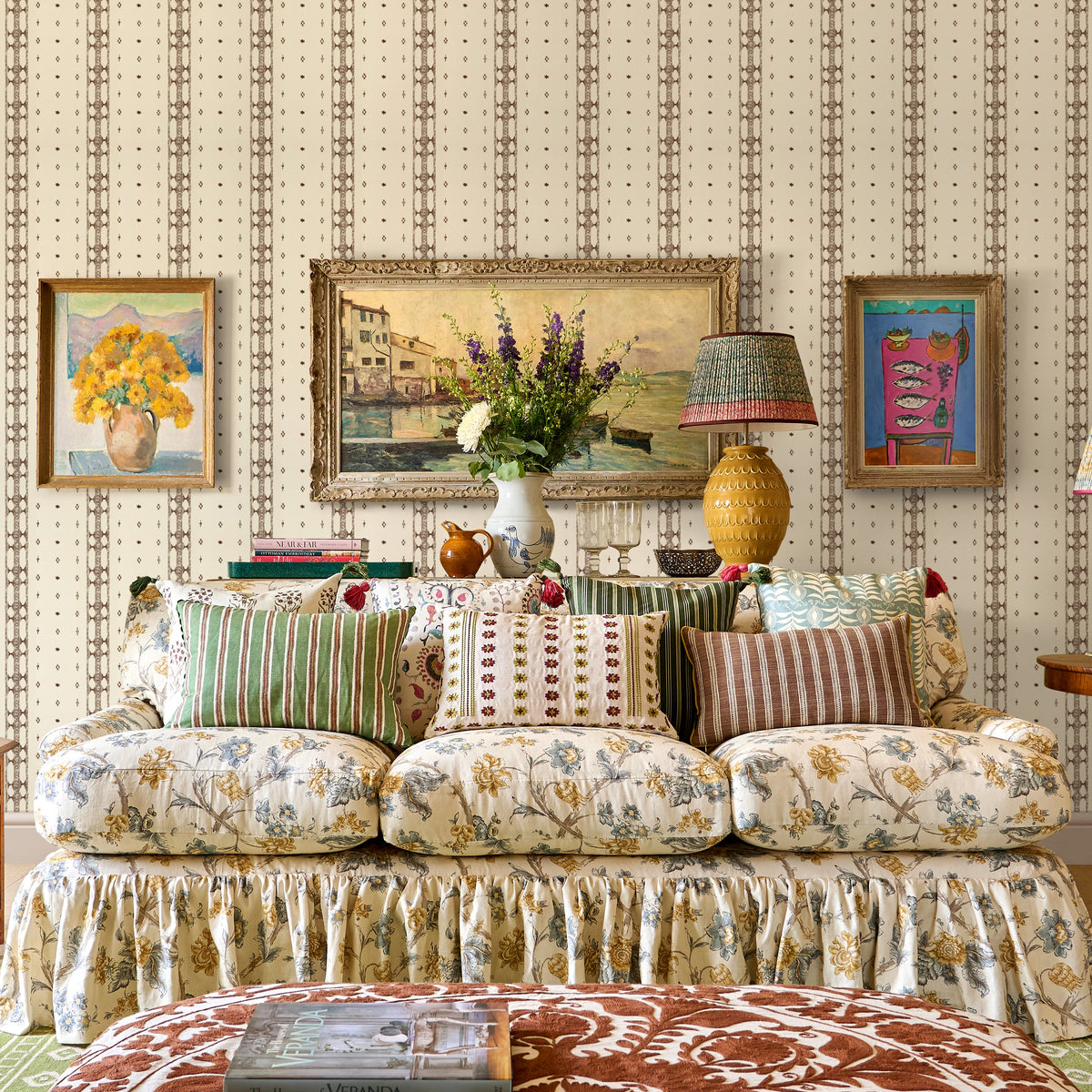 Rosa Antique Yellow/Blue Fabric