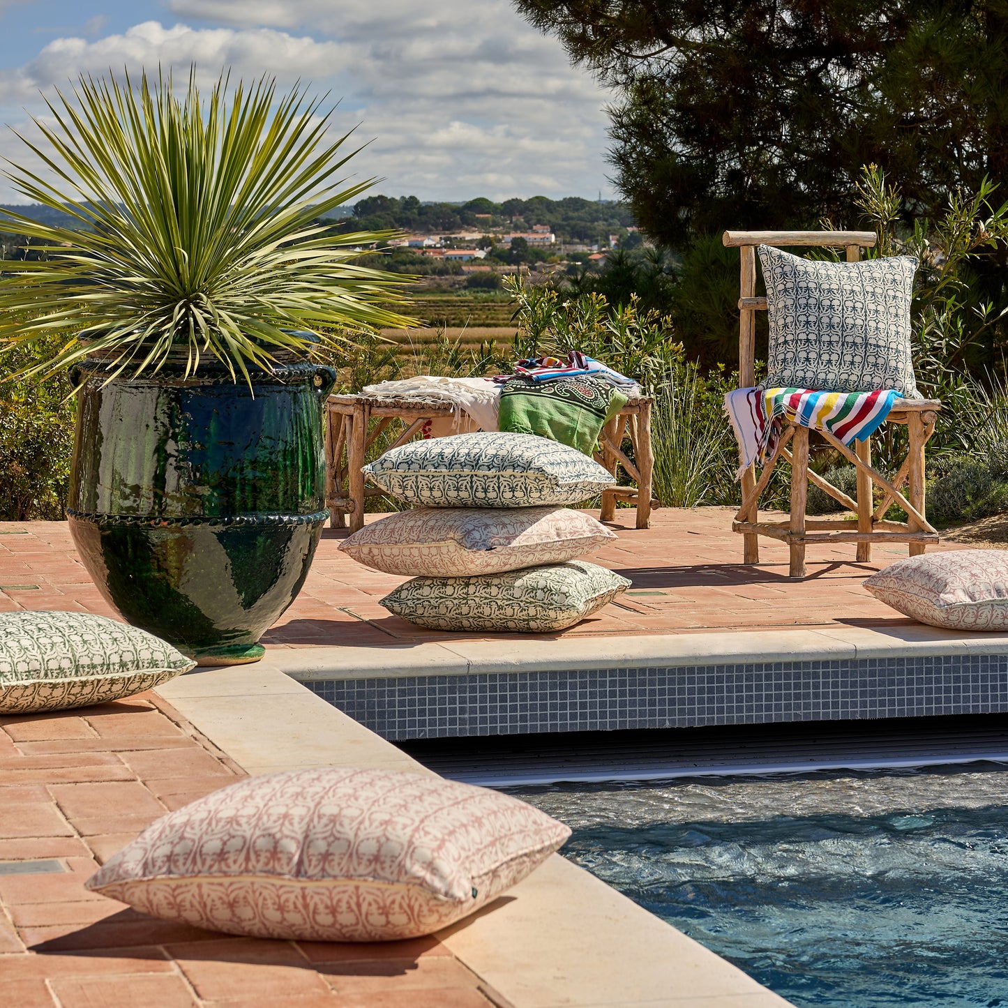Ashok Green Performance/Outdoor Square Cushion