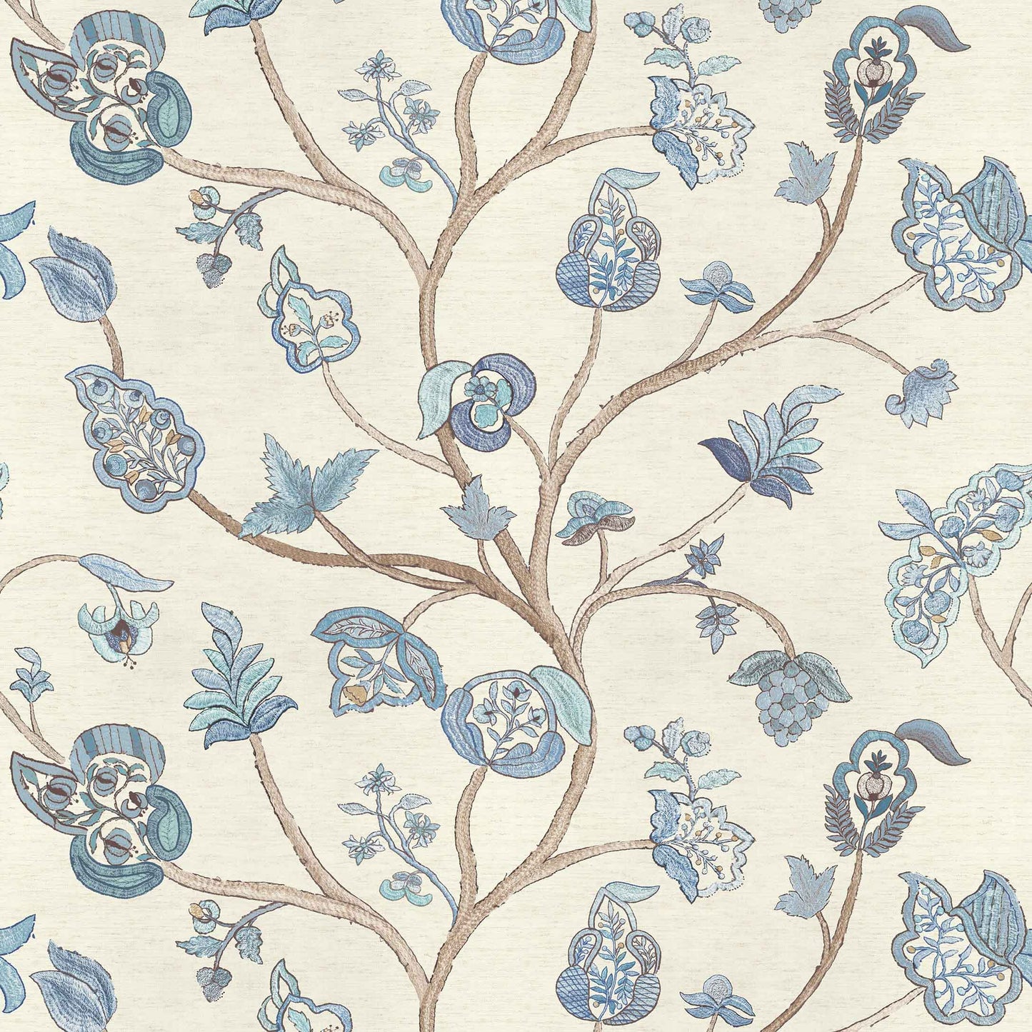 Begum Delft Blue Grasscloth Roll