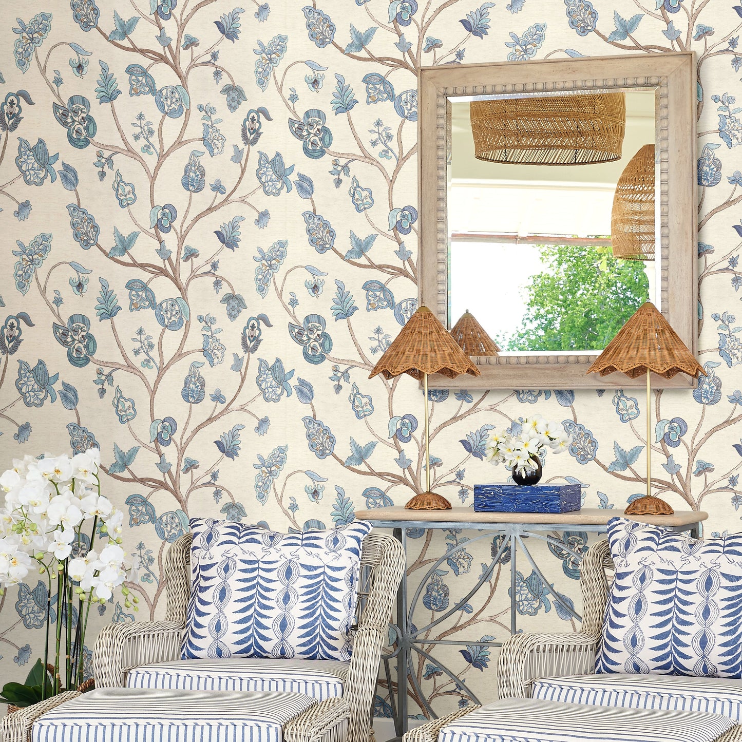 Begum Delft Blue Grasscloth Roll