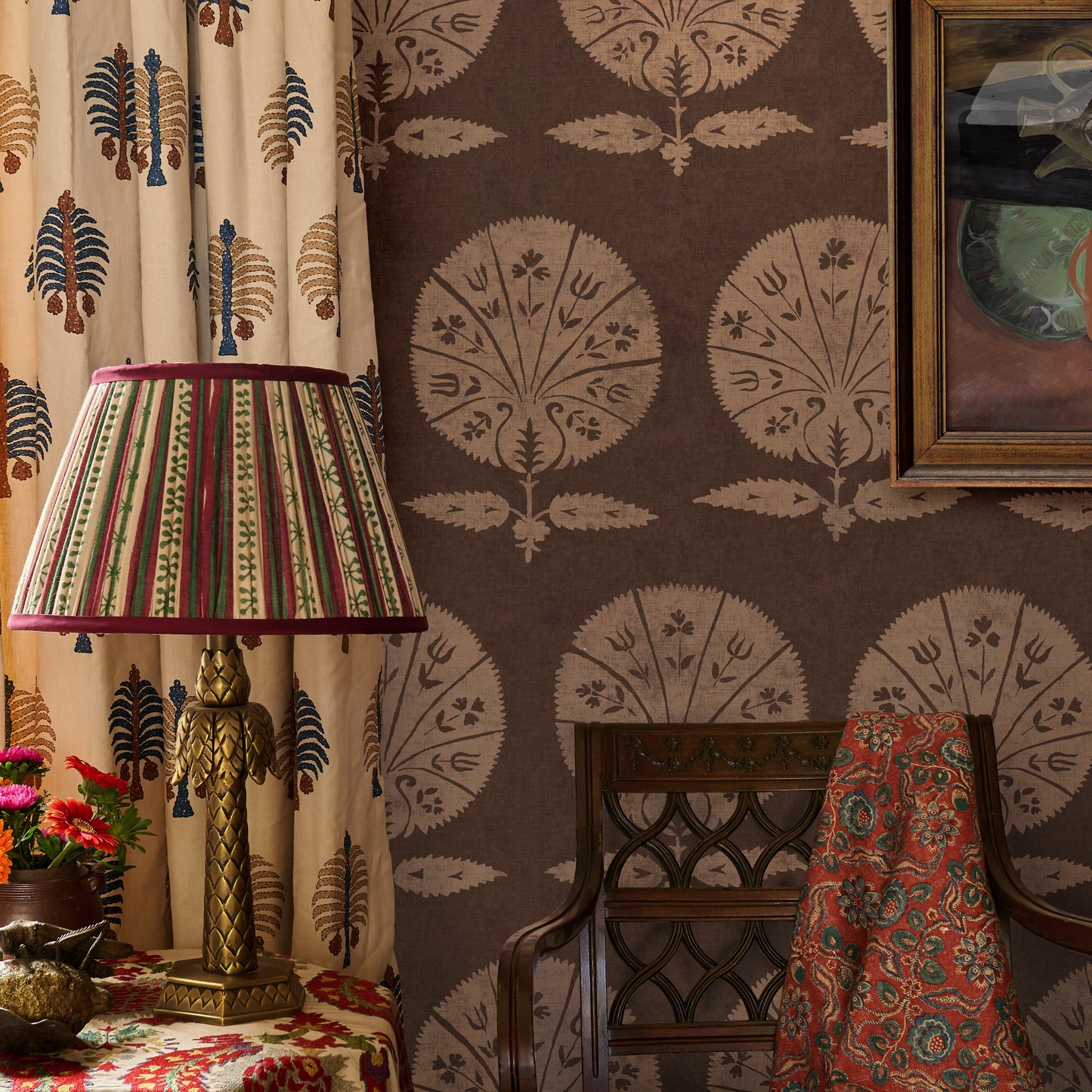 Persian Poppy Chocolate Wallpaper Roll