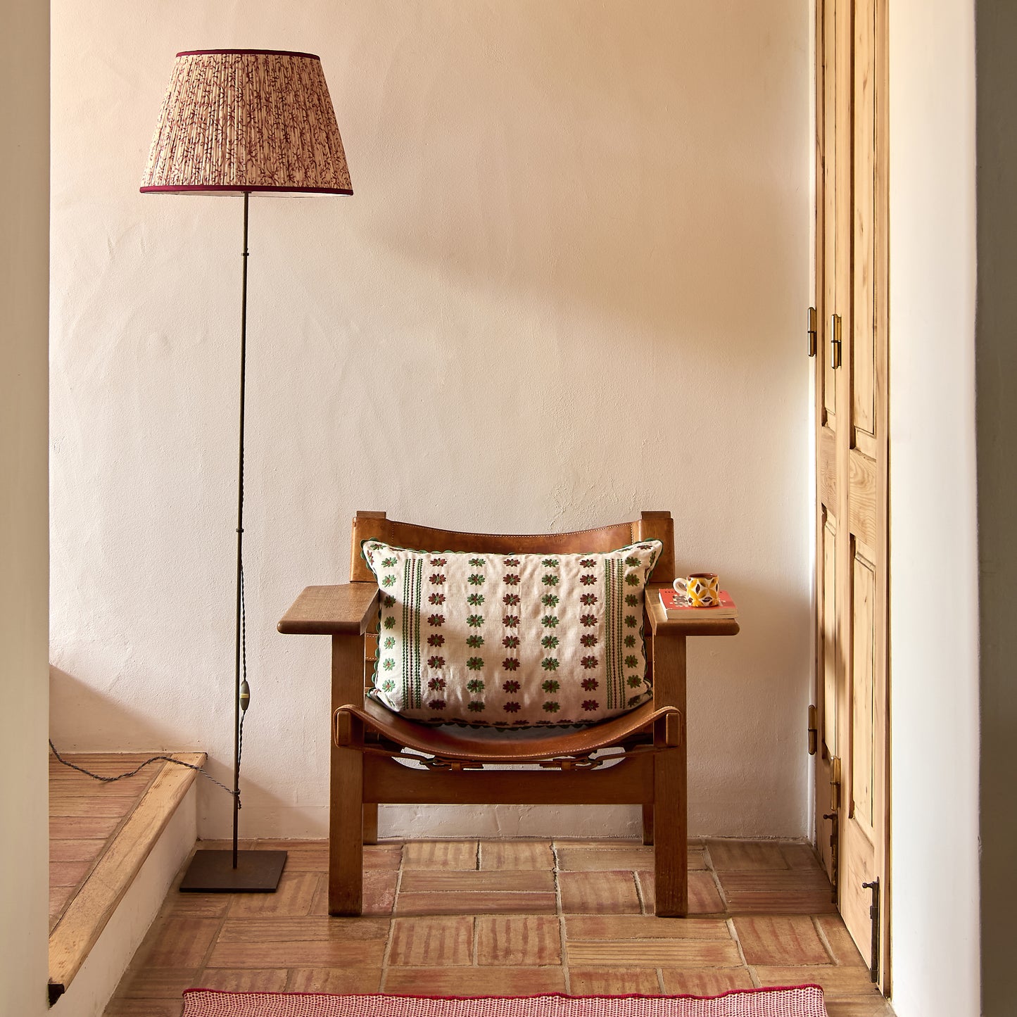 Raspberry/Red Juniper Pleated Lampshade with Burgundy Trim