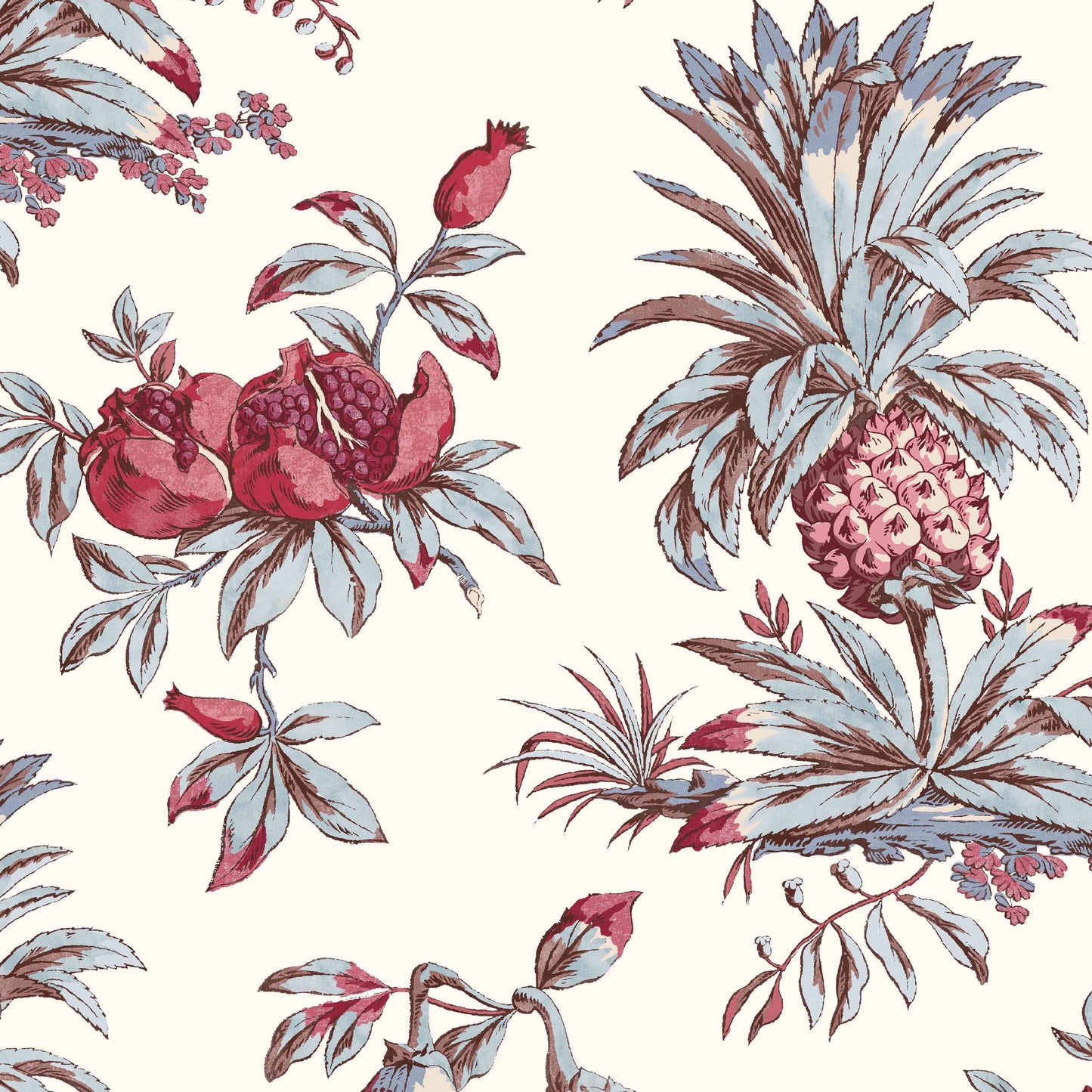 Dominica Old Rose/Duck Egg Wide-Width Wallpaper
