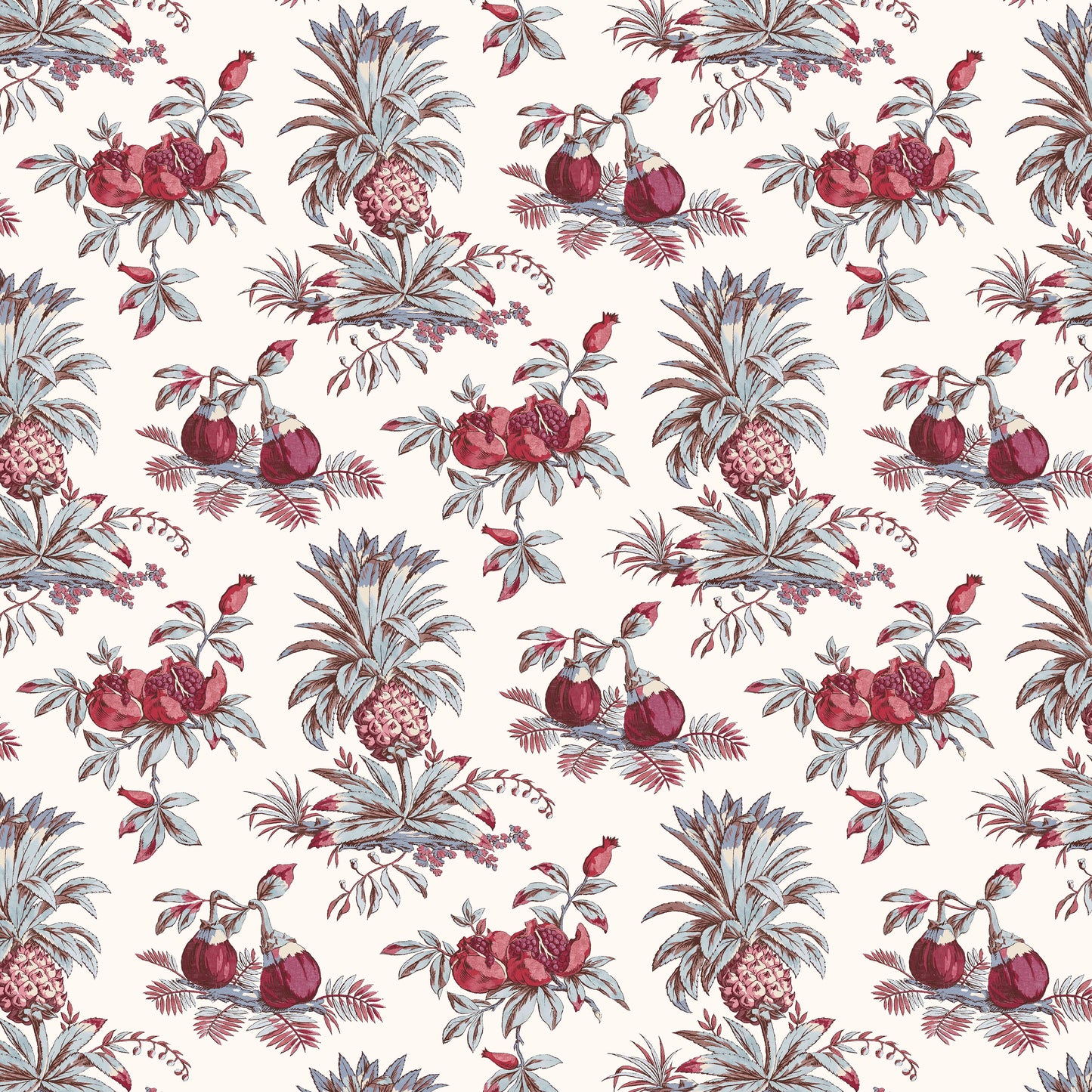 Dominica Old Rose/Duck Egg Wide-Width Wallpaper