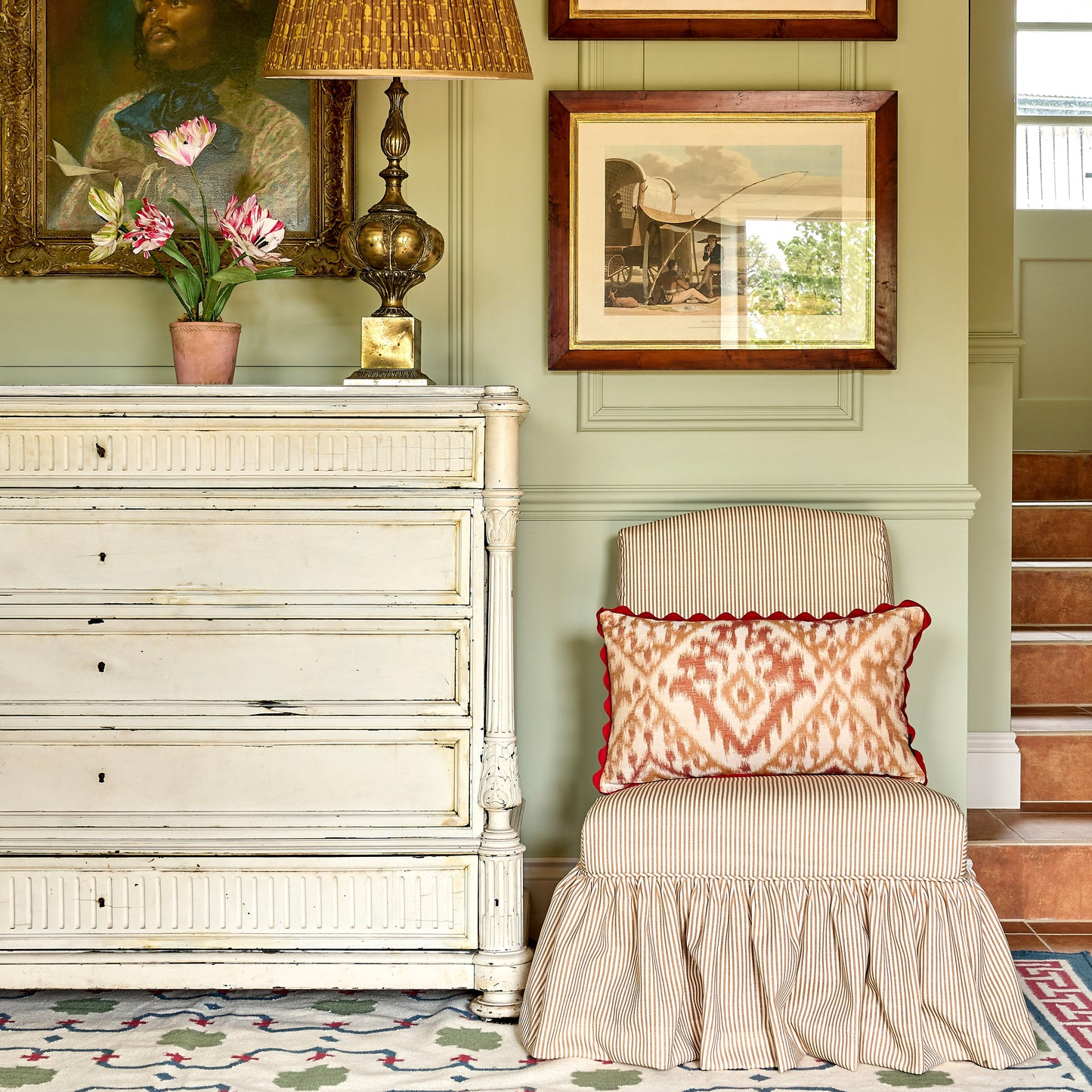 Petra Stripe Performance Mocha Fabric