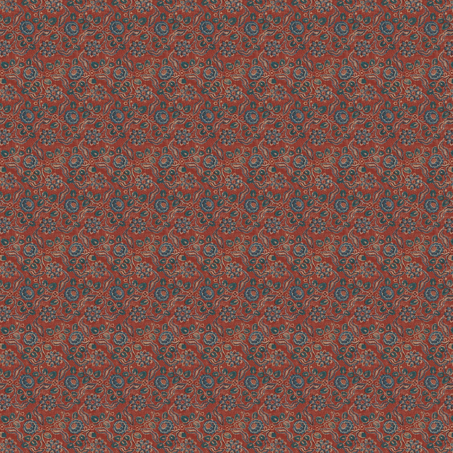 Evora Antique Red/Blue Wide-Width Wallpaper