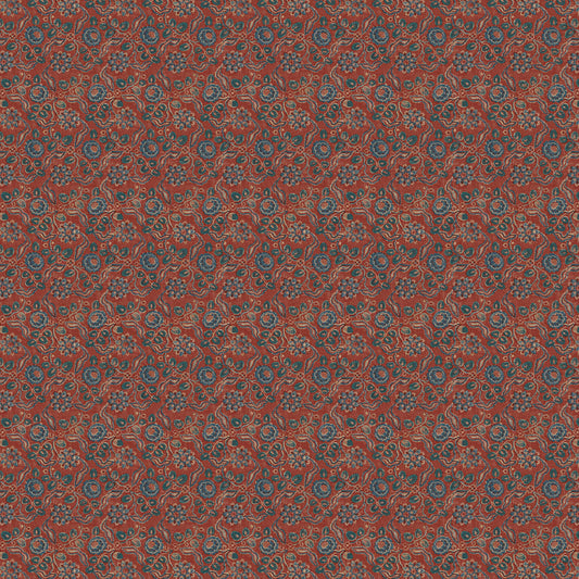 Evora Antique Red/Blue Wide-Width Wallpaper