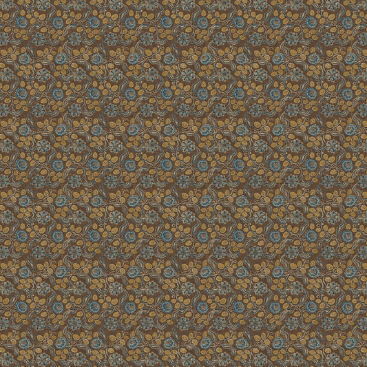 Evora Antique Chocolate/Blue Wide-Width Wallpaper