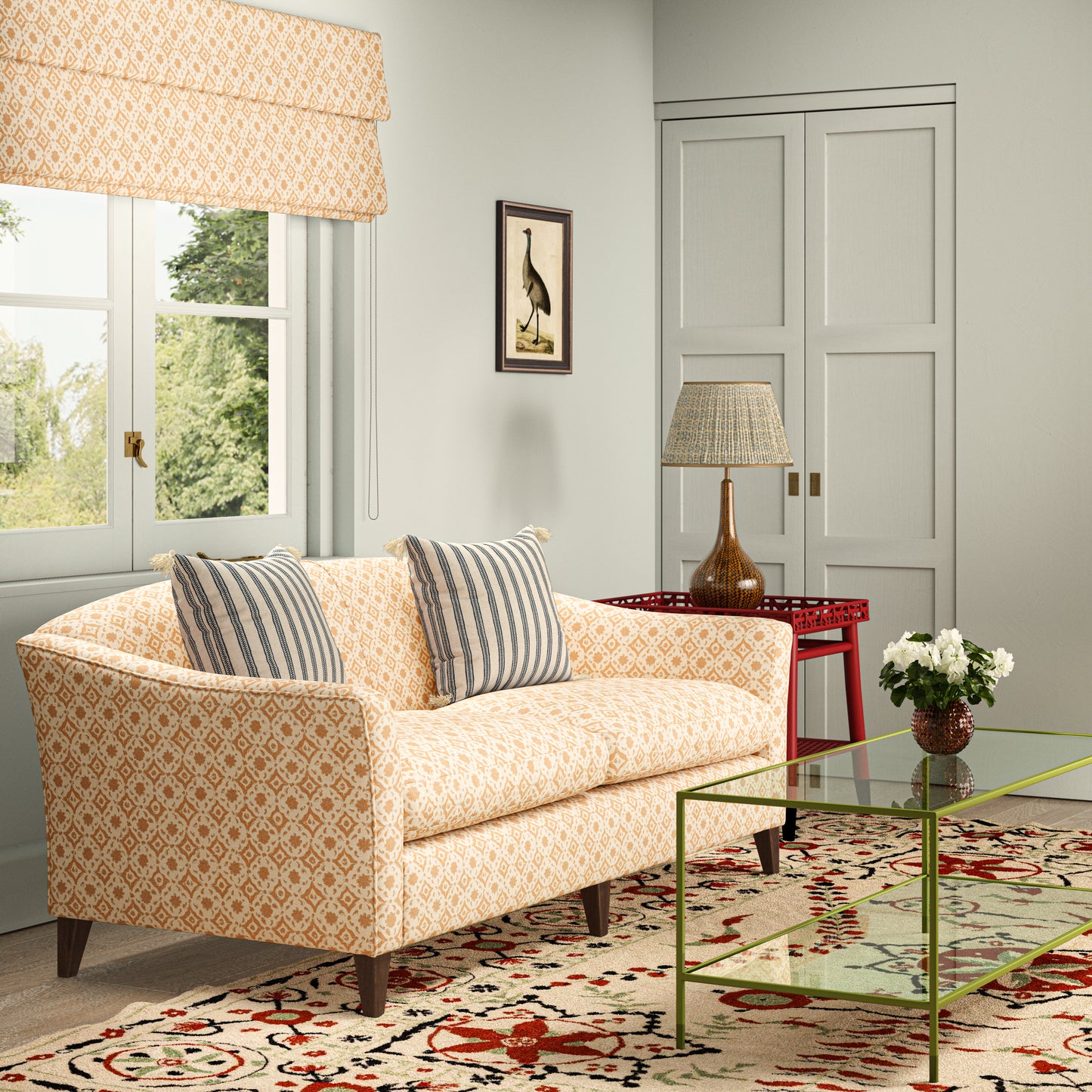 Floral Tile Cinnamon Fabric