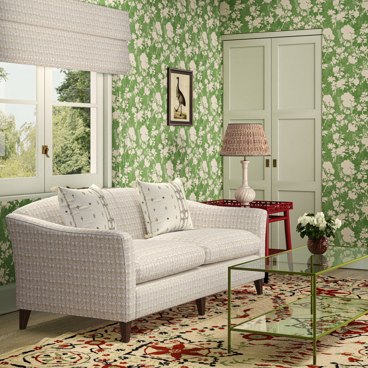 Flowerberry Green Wallpaper Roll