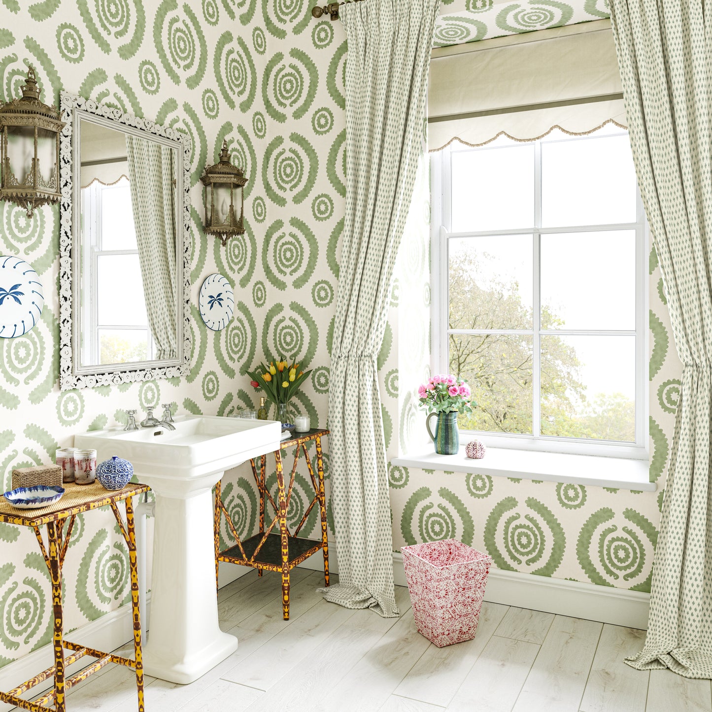 Haveli Green Wide-Width Wallpaper