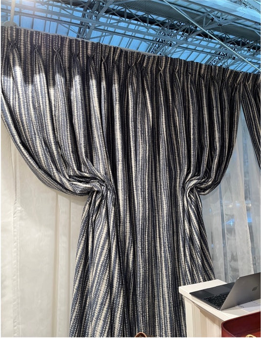 Indigo Stripe Pair of Curtains