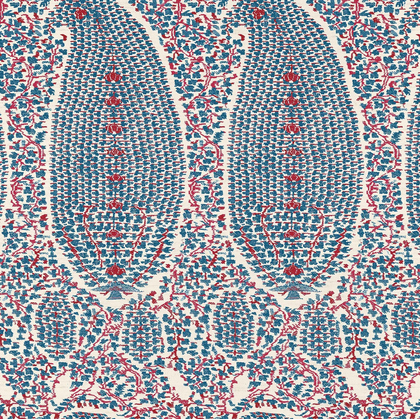 Jamawar Indigo/Red Grasscloth Roll