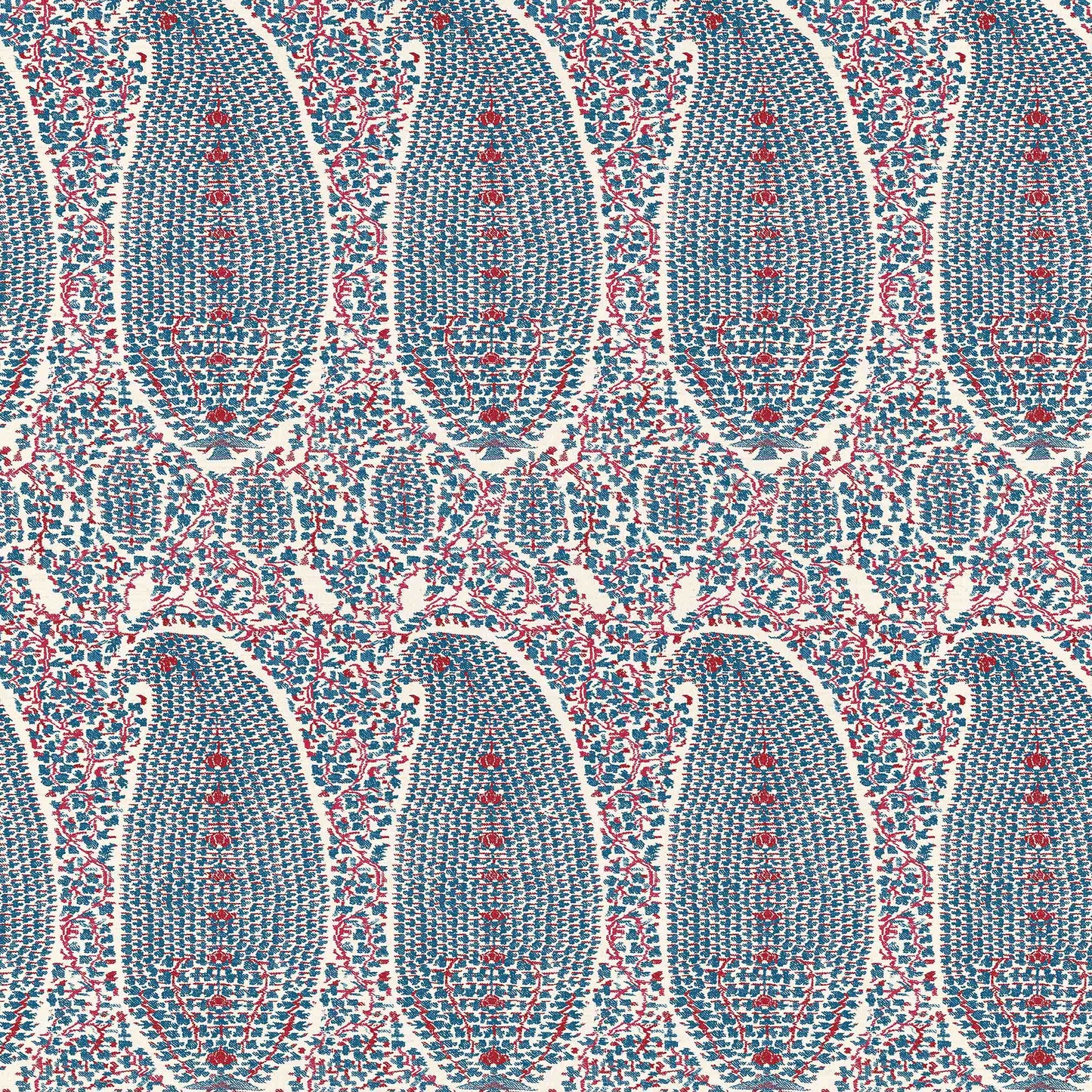 Jamawar Indigo/Red Grasscloth Roll
