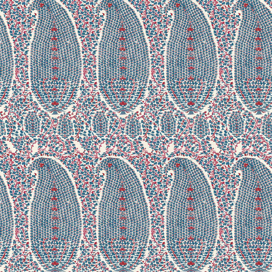 Jamawar Indigo/Red Grasscloth Roll