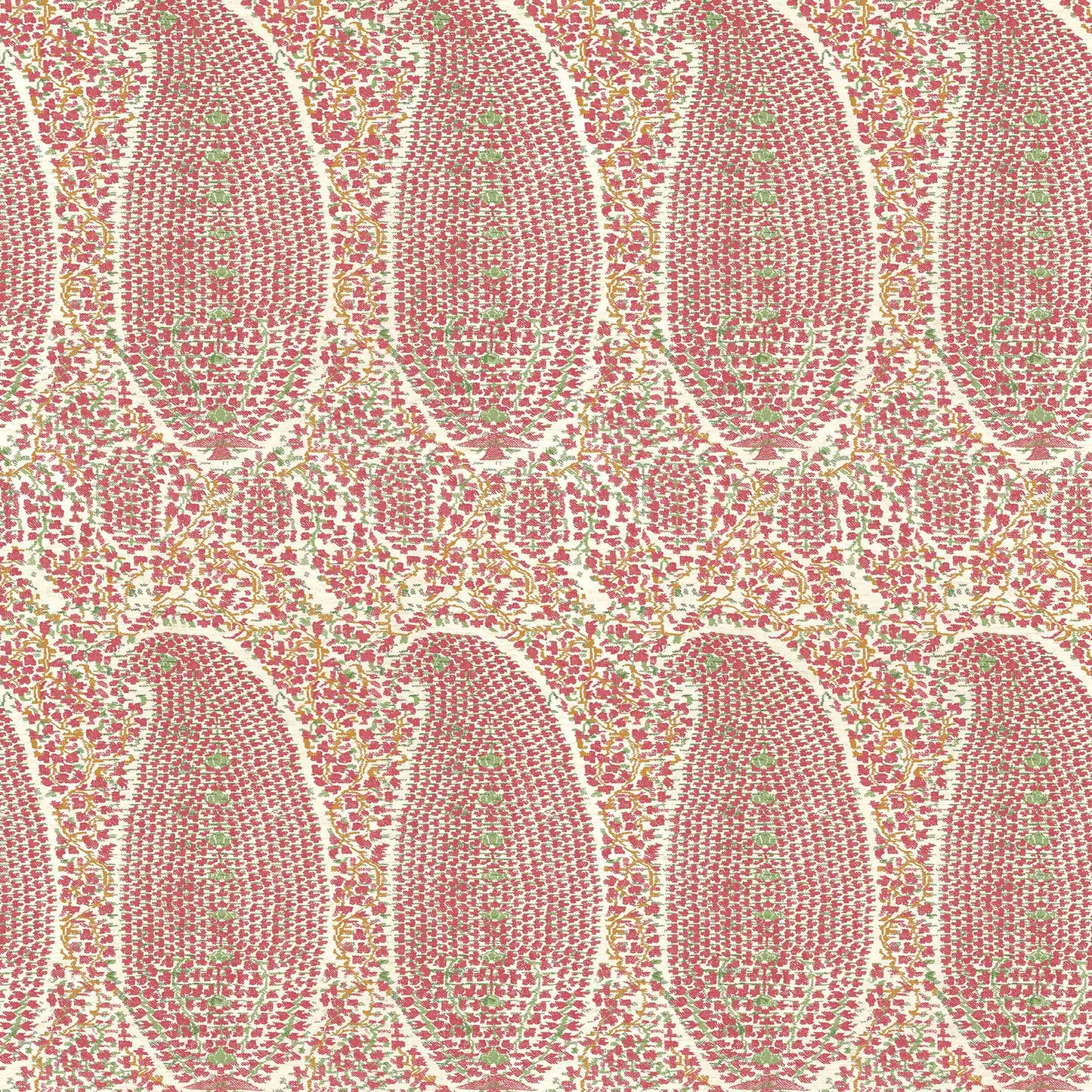 Jamawar Rose/Green Grasscloth Roll