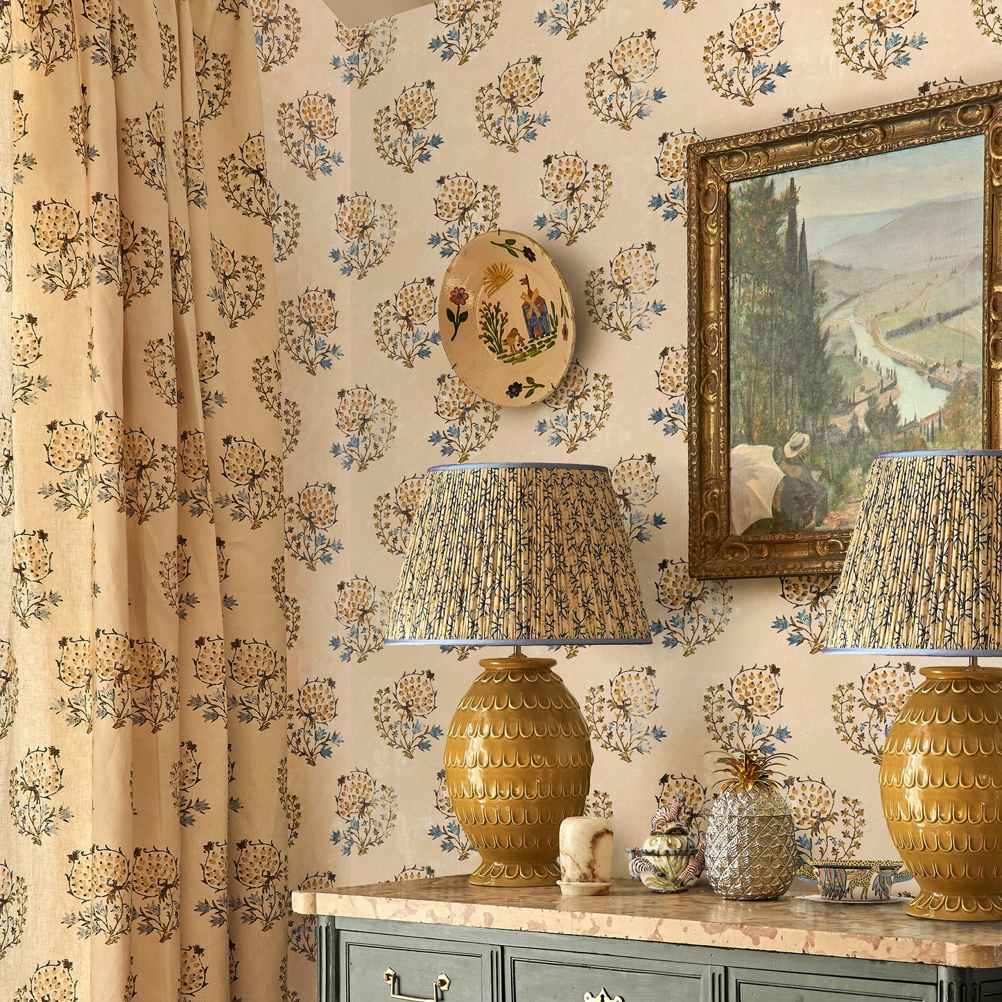Calista Blue/Yellow Wide-Width Wallpaper