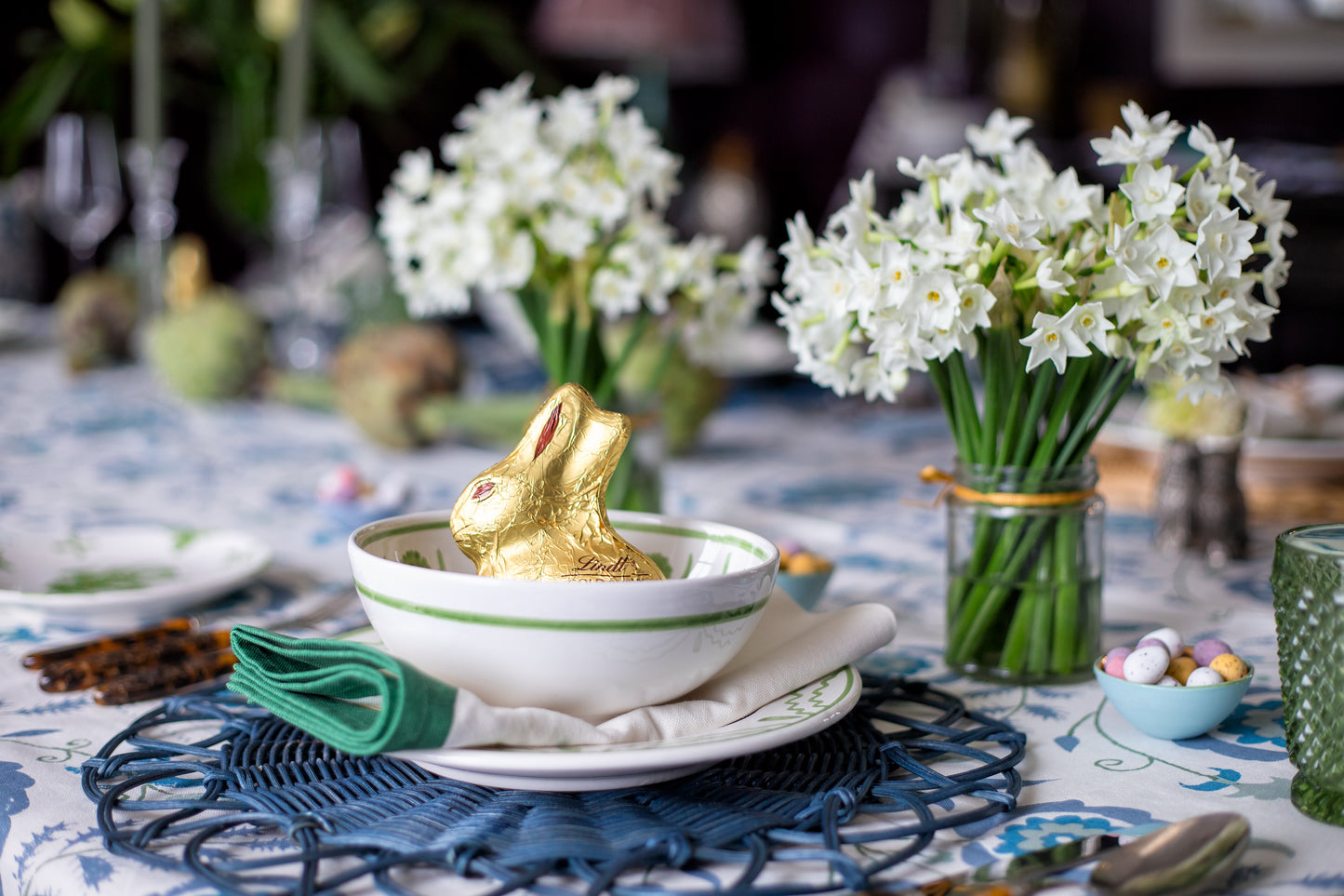 Green Summer Flower Ceramic Pudding Bowl