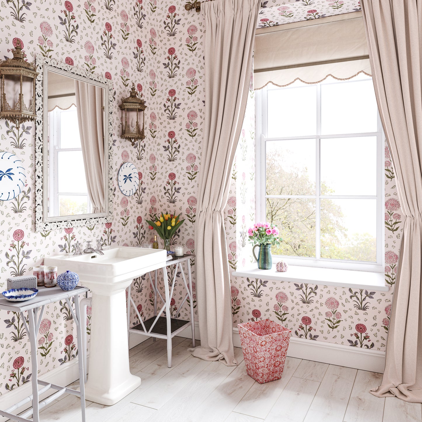 Magda Pink/Green Wide-Width Wallpaper