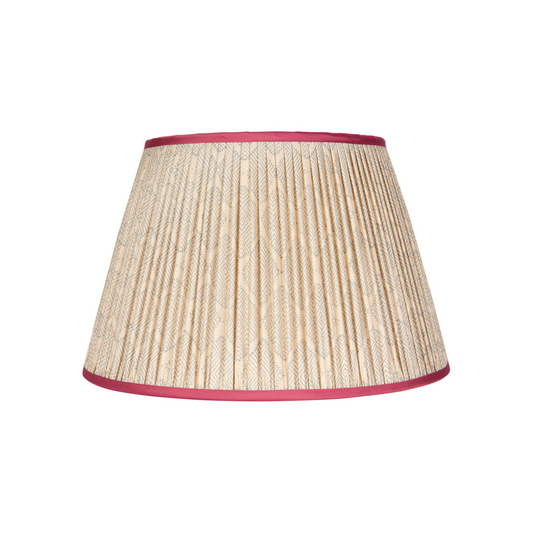 Blue Diamond Geometric Pleated Silk Lampshade with Pink Trim