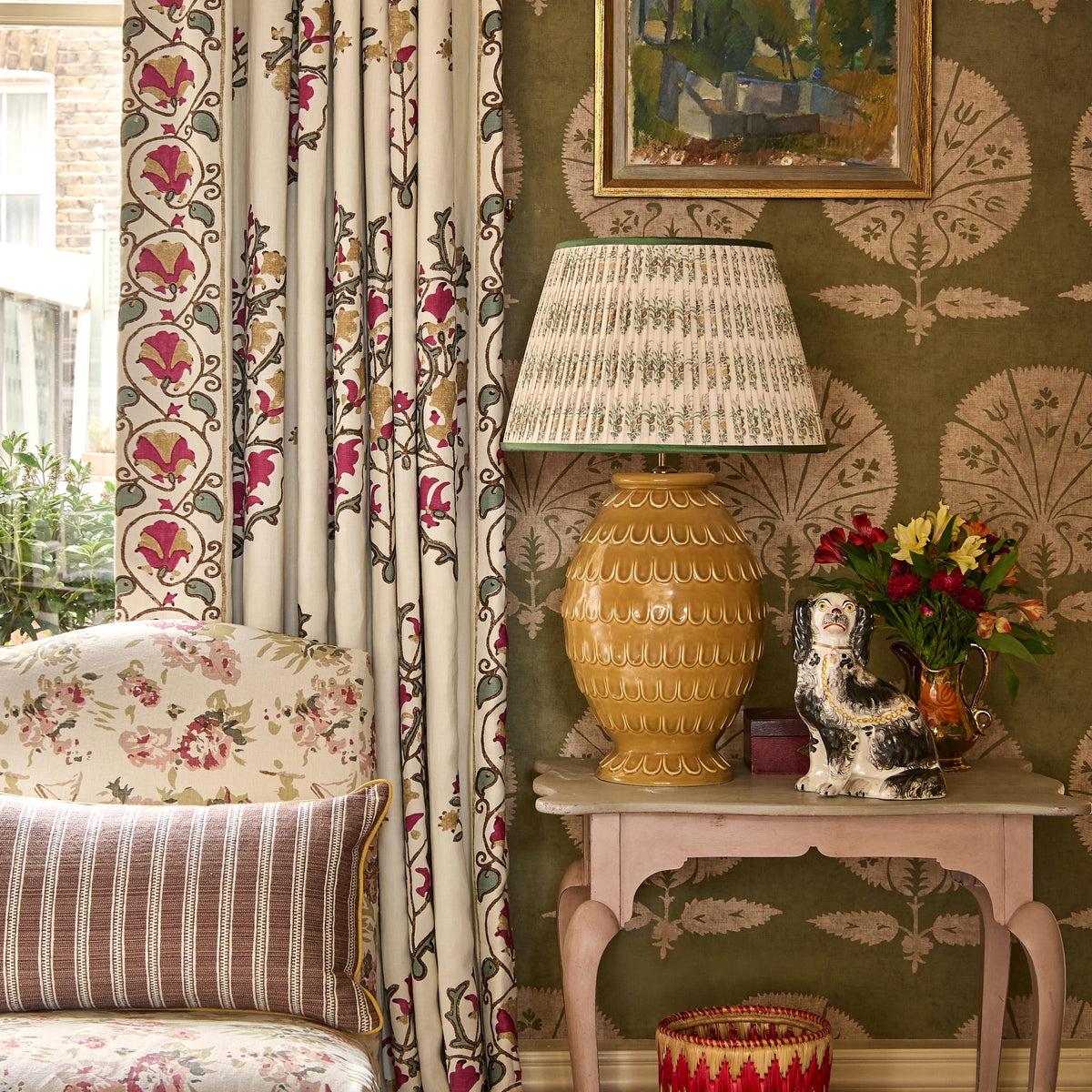 Little Daphne Emerald/Yellow Pleated Lampshade