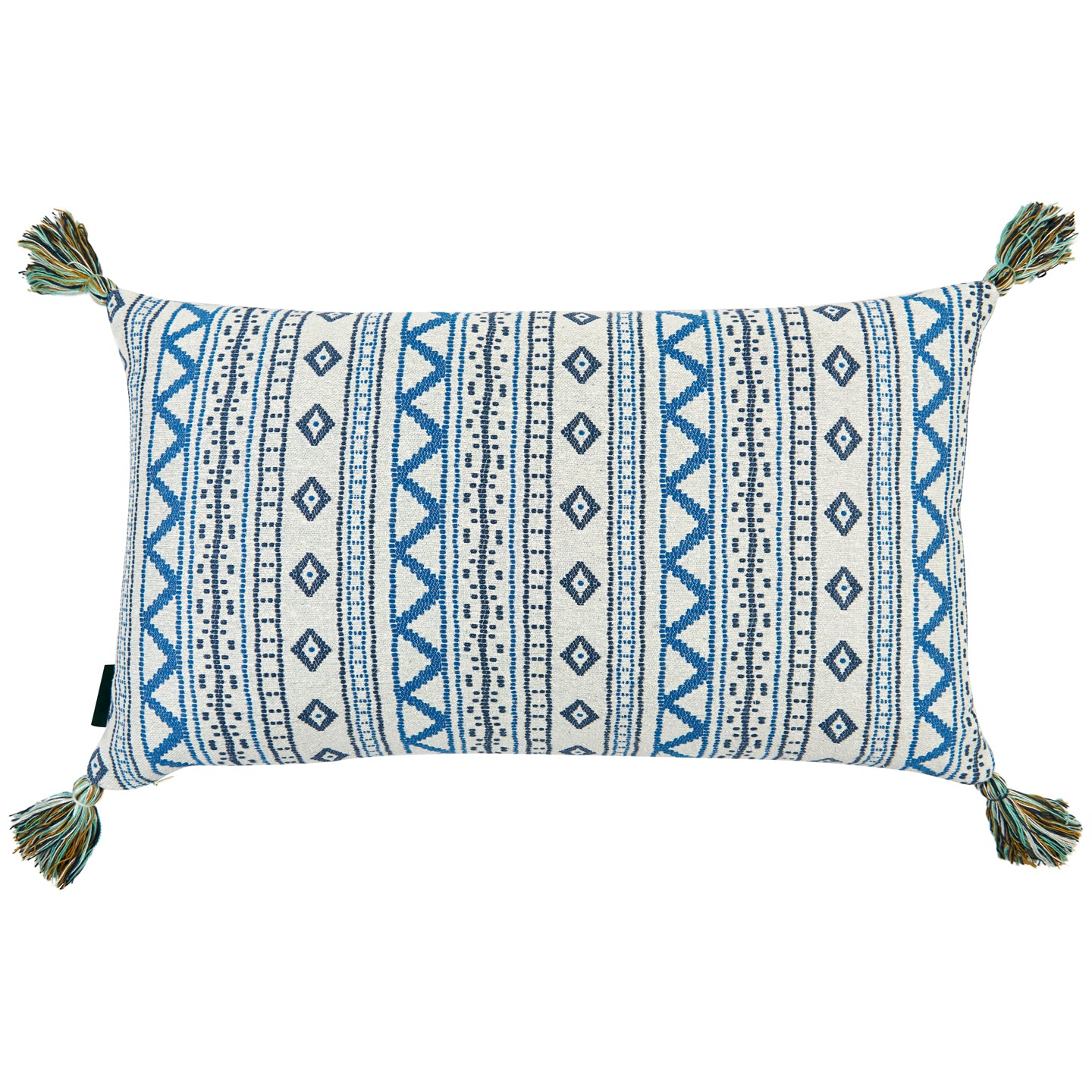 Killi Blue and Andean Vertical Stripe Blue Cushion with Blue and