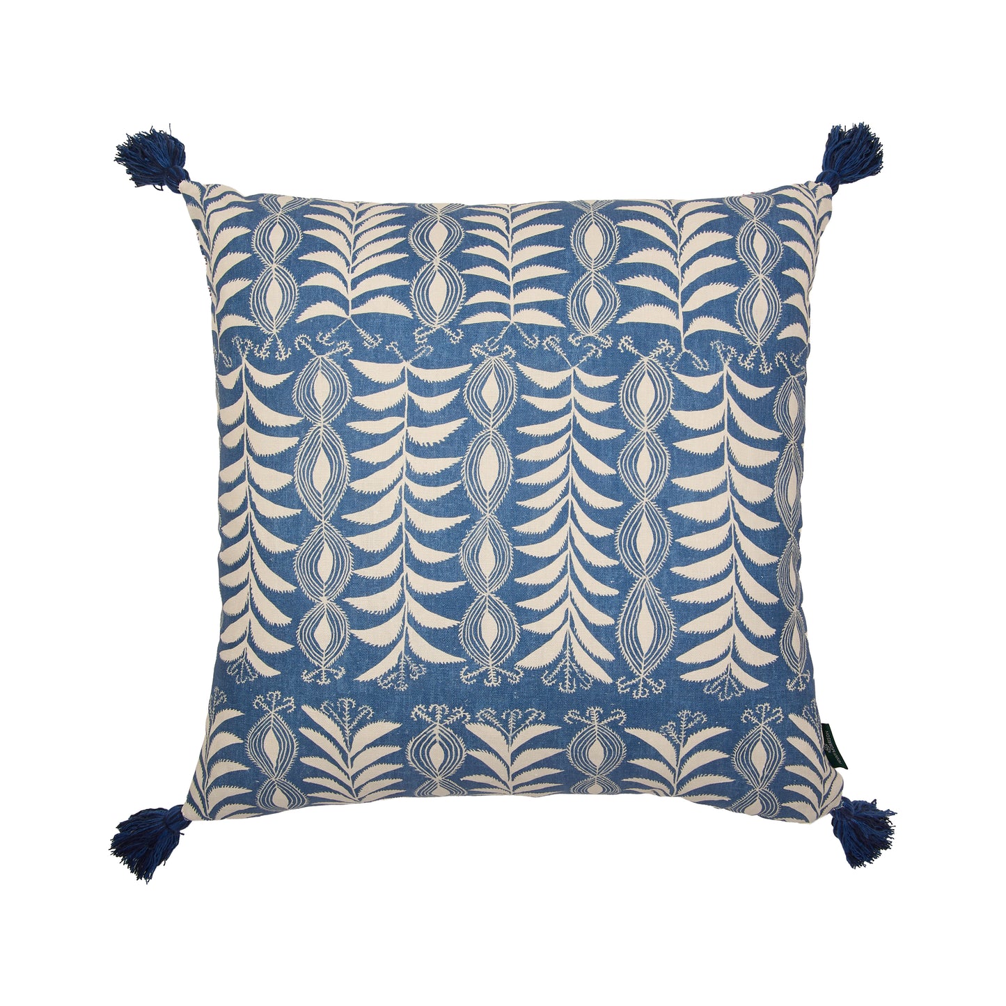 Little Zanzibar Indigo and Jamawar Cushion with Blue Tassels