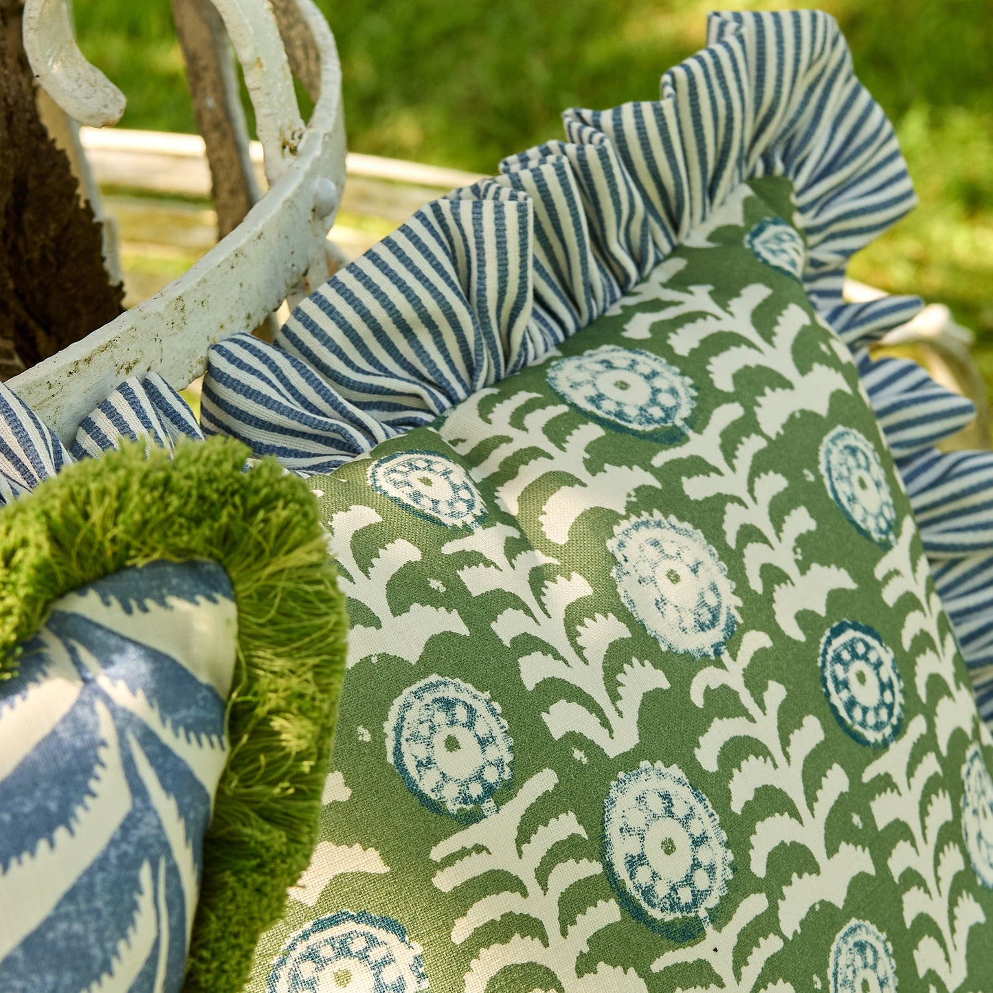 Petra Stripe Performance Blue Fabric