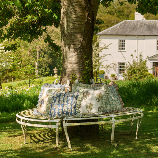 Gobi Blue with Petra Stripe Blue Performance/Outdoor Cushion