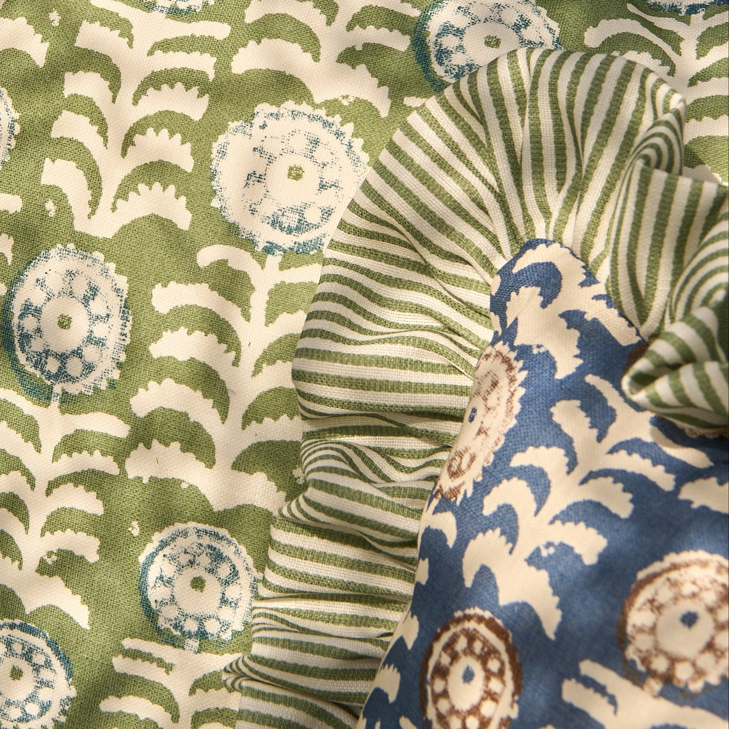 Petra Stripe Performance Garden Green Fabric