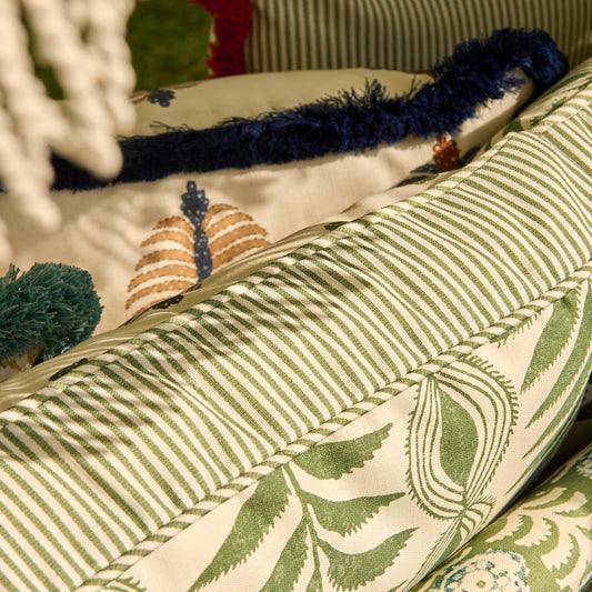 Petra Stripe Performance Garden Green Fabric