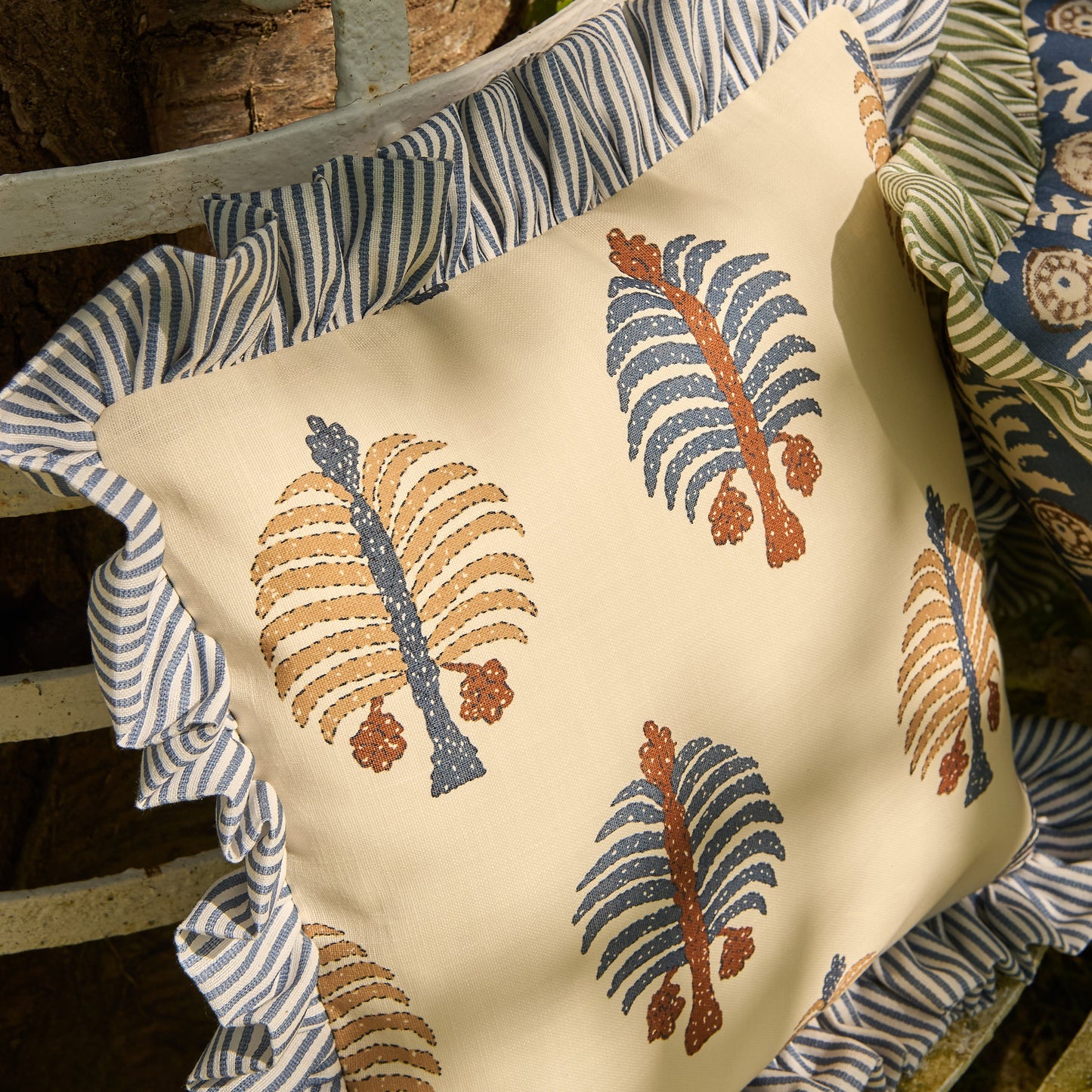 Gobi Blue with Petra Stripe Blue Performance/Outdoor Cushion